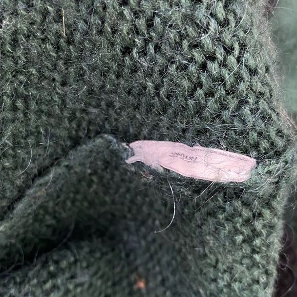 Mango Colorblock V-Neck Wool Blend Sweater High Low Drop Sleeve Gray Green Black - Picture 15 of 15